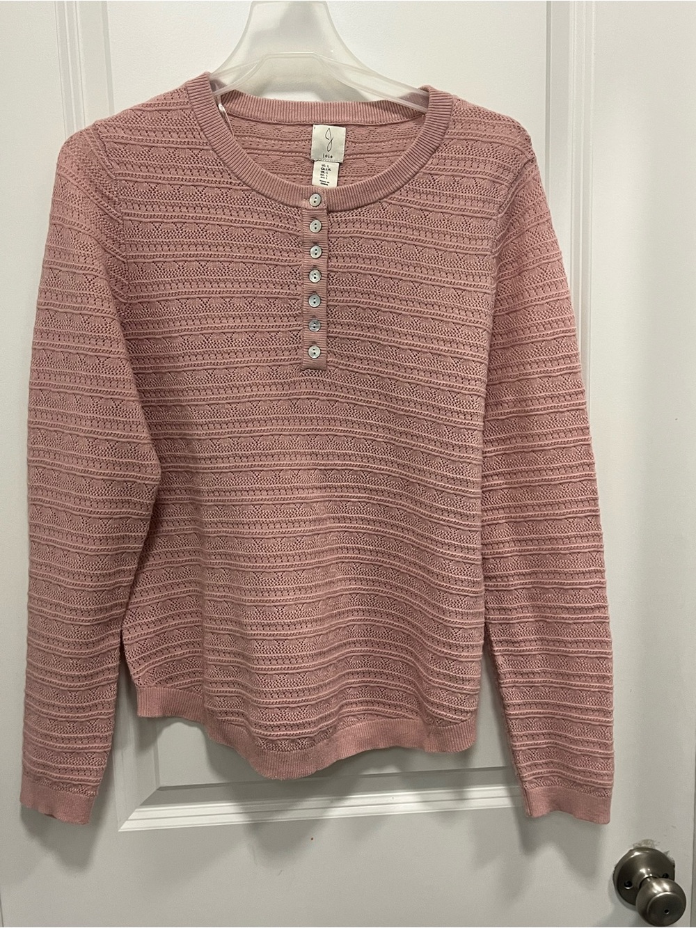 Joie Eyelet Pink Sweater With Buttons Light Pink Size Large